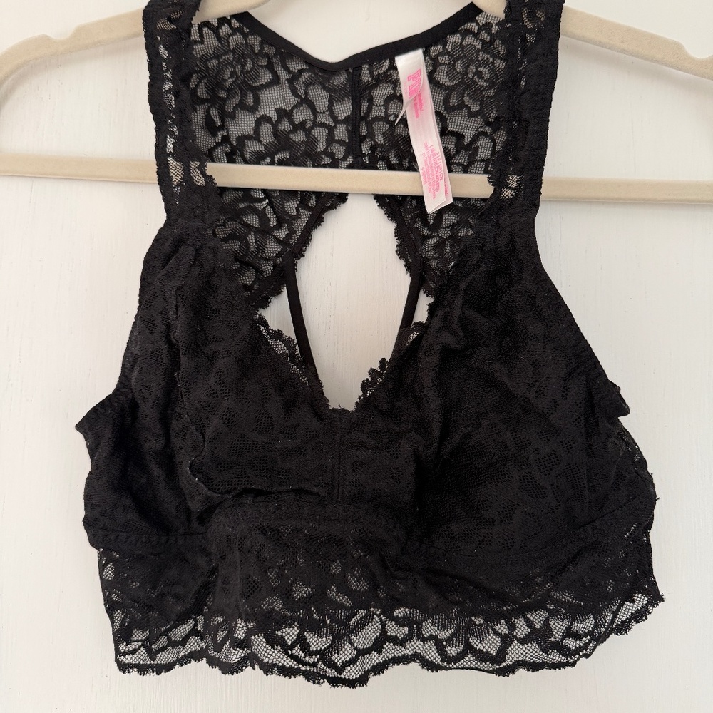 PINK by Victoria's Secret Black Lace Bralette with open strappy back